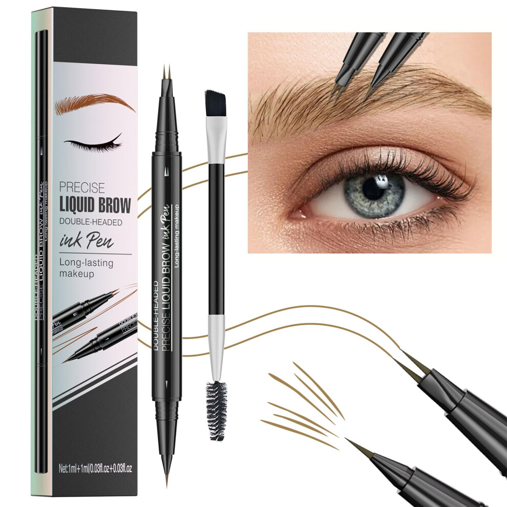 Double Ended Waterproof Eyebrow Pencil and Brush for Long Lasting Natural Brow Shaping