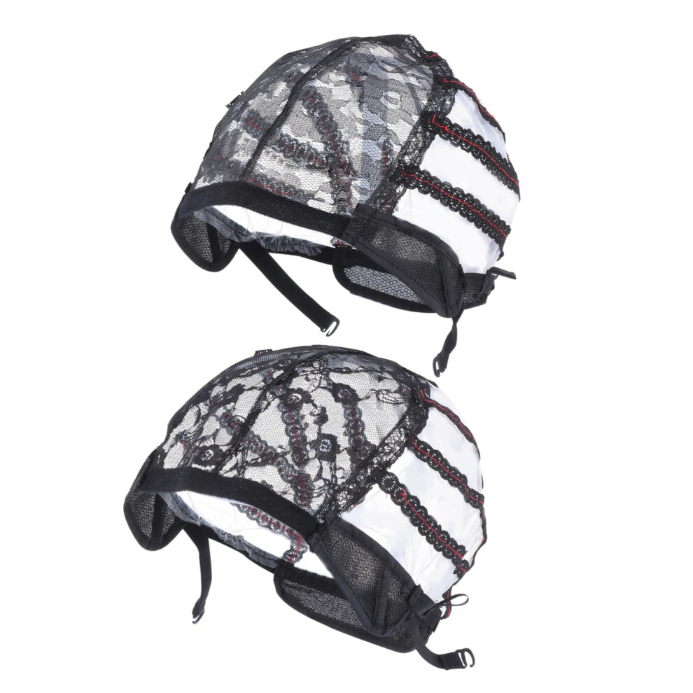 Unisex Black 4Pcs Breathable Lace Wig Caps For Women With Stretch Mesh And Secure Elastic Hold In