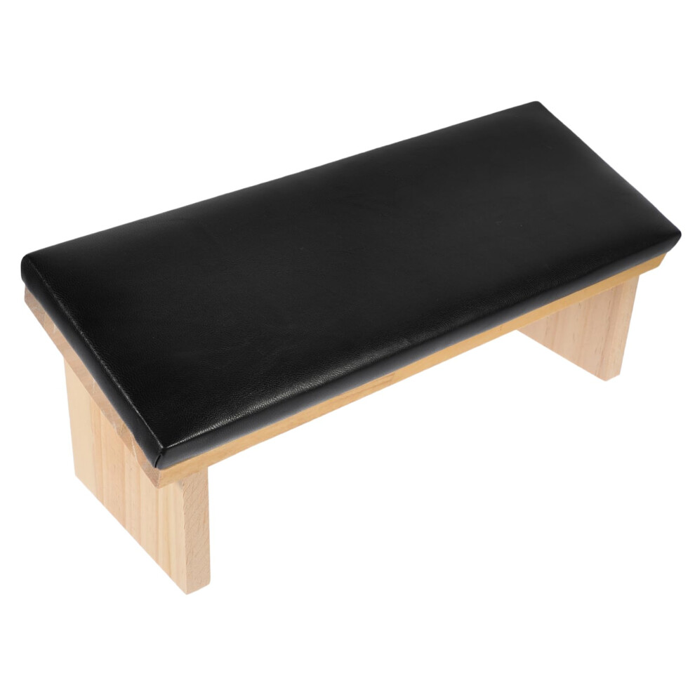 Black Manicure Arm Rest Pillow With Ergonomic Pu Leather And Stable Wood Base For Nail Art Technicians