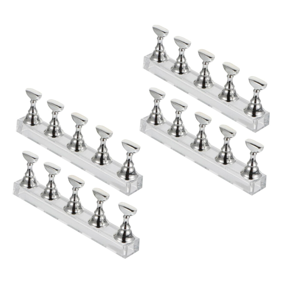 4pcs Acrylic Nail Art Display Stand for Salon Nail Tech Practice with Stable Easy Clean Design