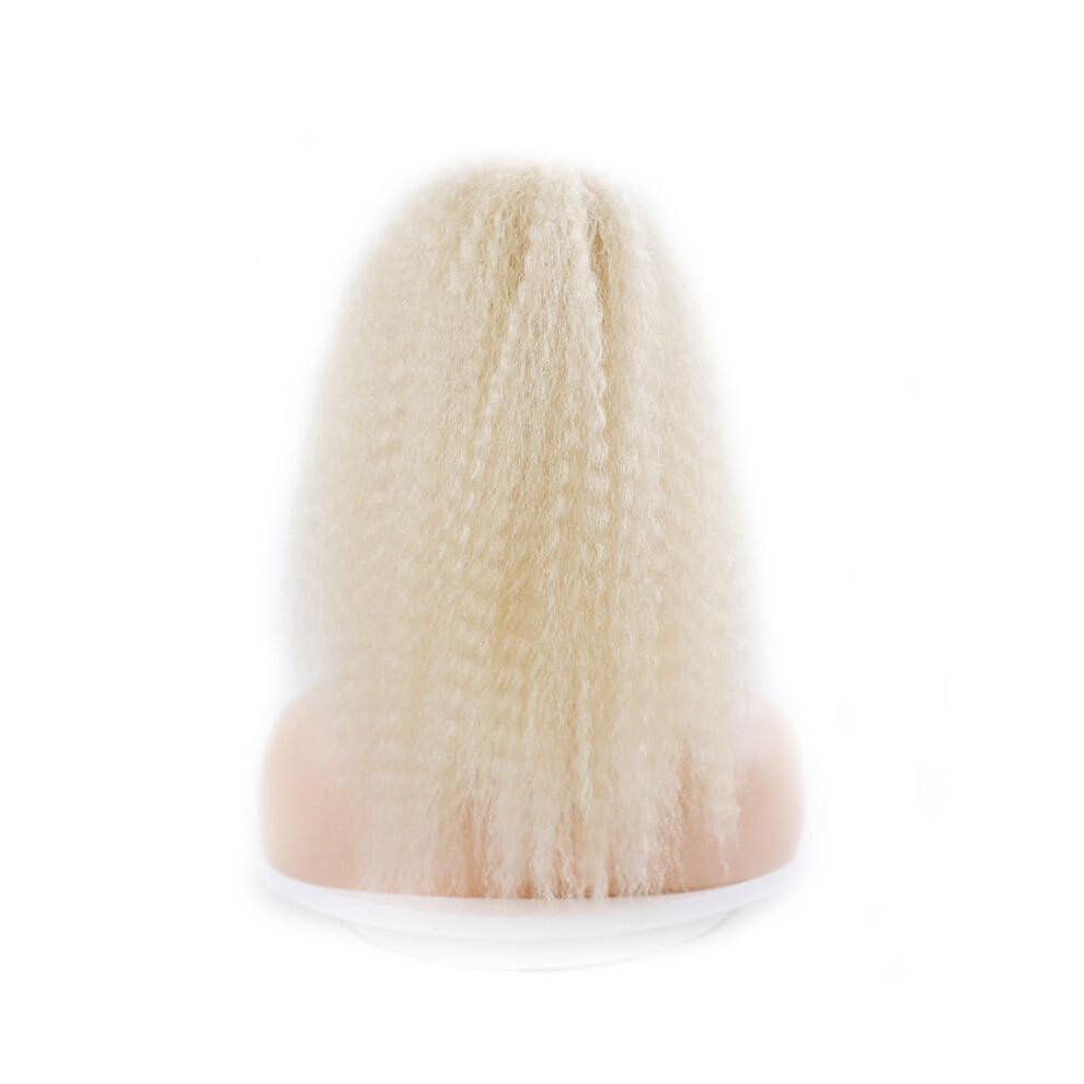 Unisex 12 Inch Blonde Drawstring Ponytail Extension, Synthetic Yaki Straight Hairpiece 613#, Instant Volume
