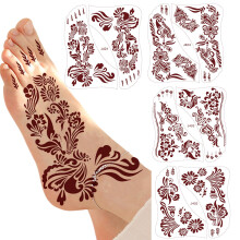 Henna Tattoos Brown Waterproof Temporary Tattoo Stickers for Women Wedding Party Body Art