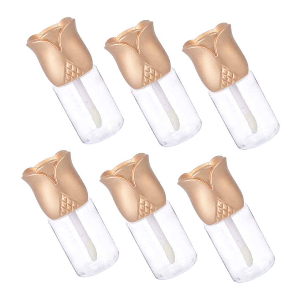 6pcs Refillable Flower Shaped Lip Gloss Tubes with Wand Applicator, Clear LeakResistant Design