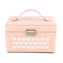Cutie de bijuterii din piele PU cu oglindă, design elegant, organizator anti-abraziv cu încuietoare pentru femei, cutie de depozitare pentru