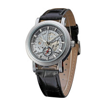Pánské módní mechanické hodinky Steampunk Design Open Heart Transparent Ciferník Automatické samonátahové nerezové ocelové kožené pásky