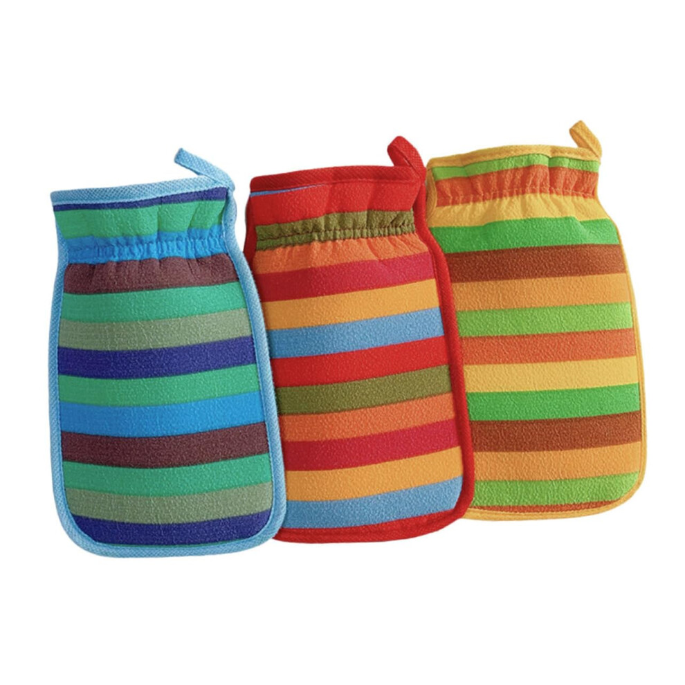 Exfoliating Bath Mitt 3pcs DualSided Body Scrubber for Gentle Deep Cleansing and Relaxing Massage