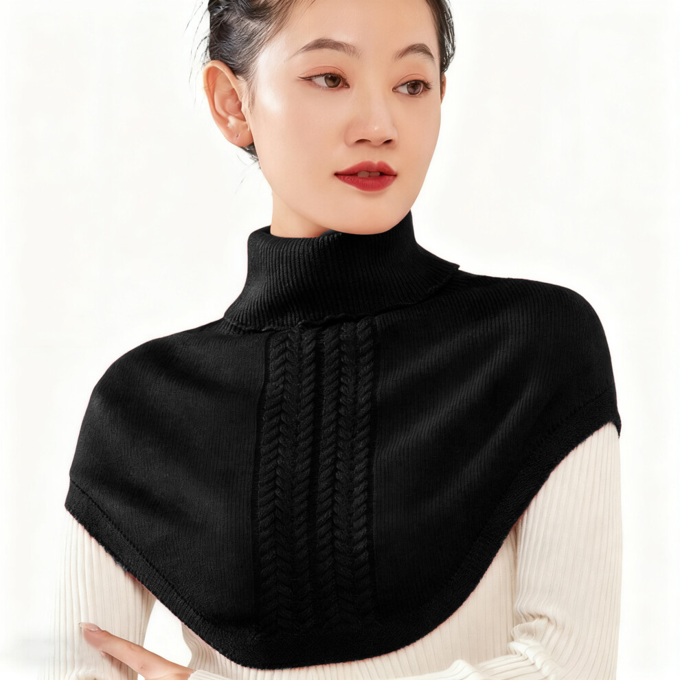 Warm High Neck Scarf Shawl Pullover Faux Collar For Lady-Black