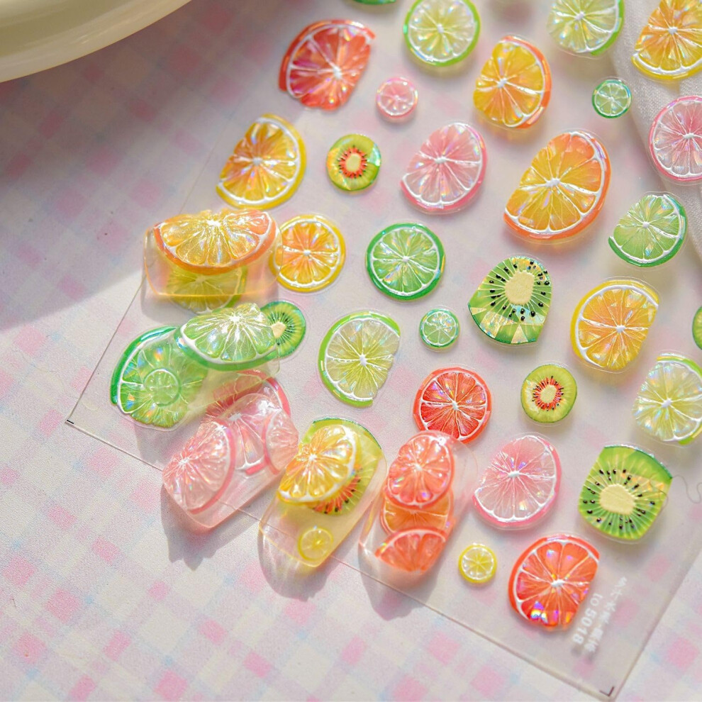 Nail Art Stickers 5D Embossed Self Adhesive Cute Cartoon Nail Decals for Women