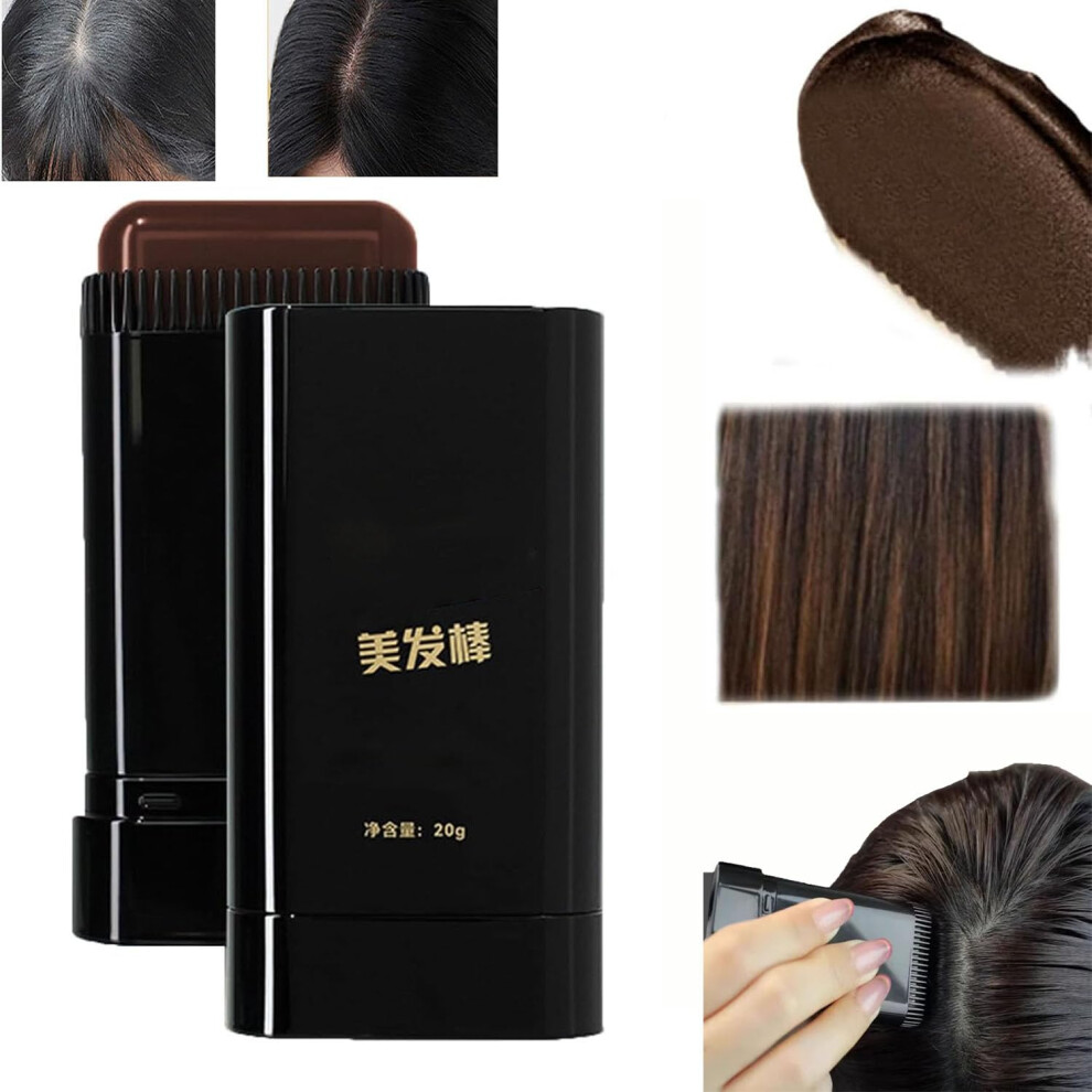Brown Hair Dye Stick Dark Waterproof Sweatproof Root Touch Up With Builtin Comb For Gray Coverage