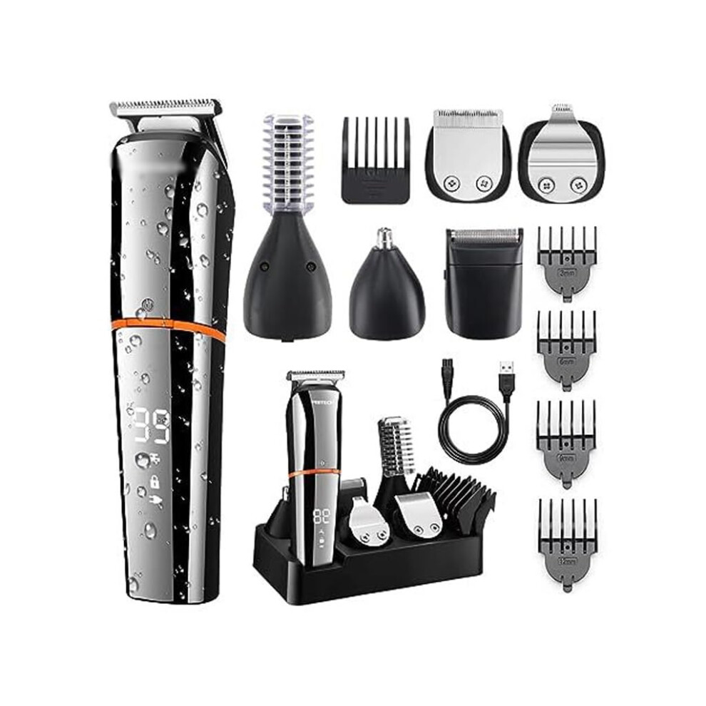 Gold Electric Hair Clipper And Trimmer Waterproof Lcd Display Blade Fast Charging Low Noise
