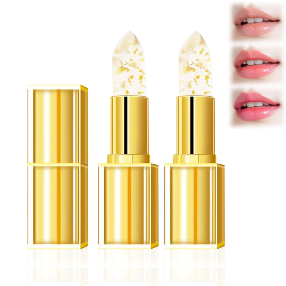 Gold Color Changing Lipstick With Phactivated Long Lasting Moisturizing Glossy Shine And Foil 2Pcs