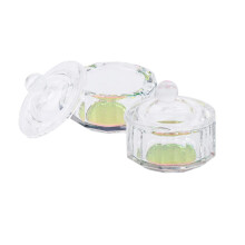 Nail Art Glass Dappen Dish Set with Lids for Precise Acrylic Mixing and Salon Use, 2pcs