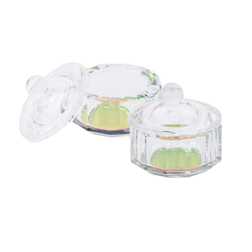 Nail Art Glass Dappen Dish Set with Lids for Precise Acrylic Mixing and Salon Use, 2pcs