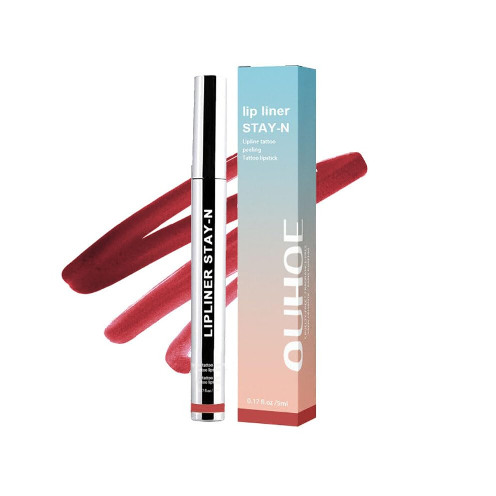 Red Peel Off Lip Stain And Lip Liner 24H Smudge Resistant Waterproof Tint With Plumping Finish