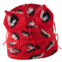 Weiche, randlose Acrylfaser-Mütze mit Leopardenmuster und-Rot