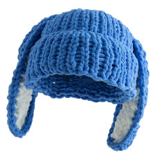 Übergroße Strickmütze mit Ohren, schöne bunte Skimütze,-Blau