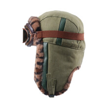 Reversible Winter-Trapper-Mütze, Leopardenmuster,-Armeegrün