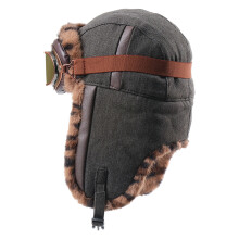 Unisex-Thermo-Pilotenkappe mit Leopardenmuster, weiche-Schwarz