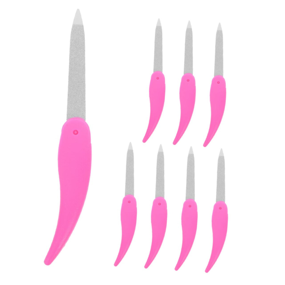 8Pcs Stainless Steel Folding Nail File Set Dual Sided Buffer and Polisher for Home Salon Travel