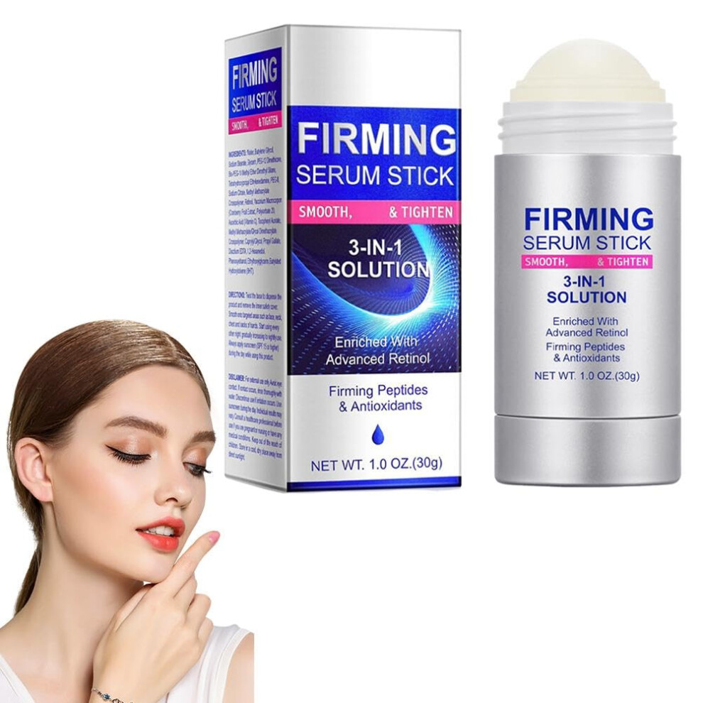 Retinol Face Stick with Vitamin C and Hyaluronic Acid, Firming Serum for Face and Neck, 1oz