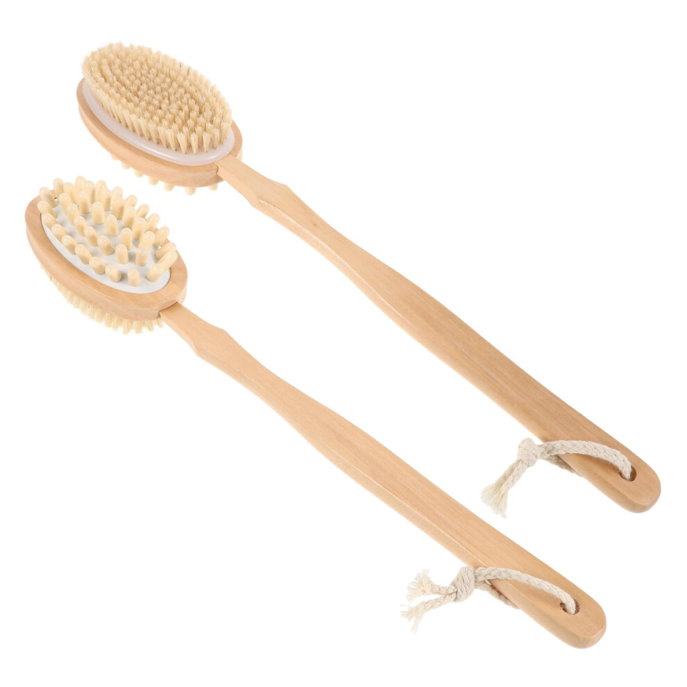Bath Body Brush Set with Long Handle DualSided Soft Bristles for Gentle Exfoliation and Back Scrubbing