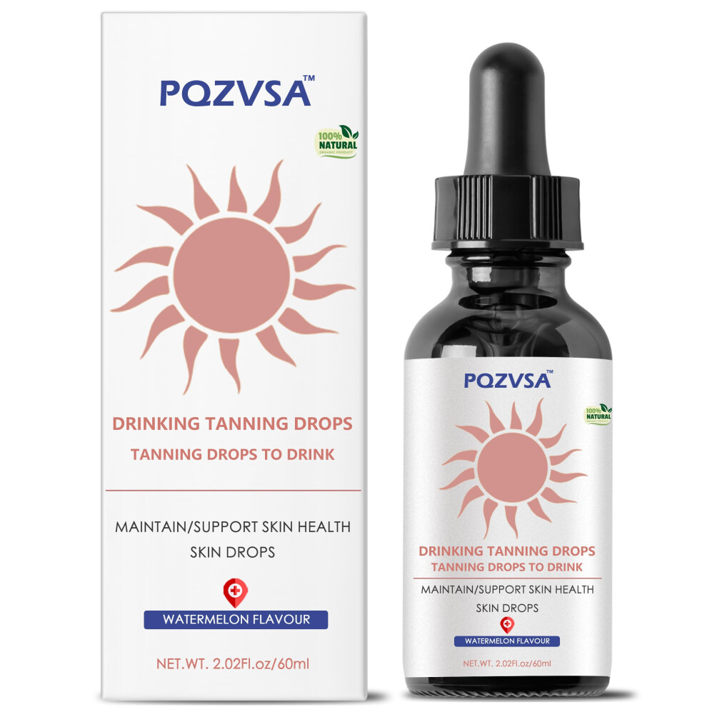 Drinkable Tanning Drops Watermelon Flavor â Vegan Oral Sunless Tan Supplement 2.02 fl oz
