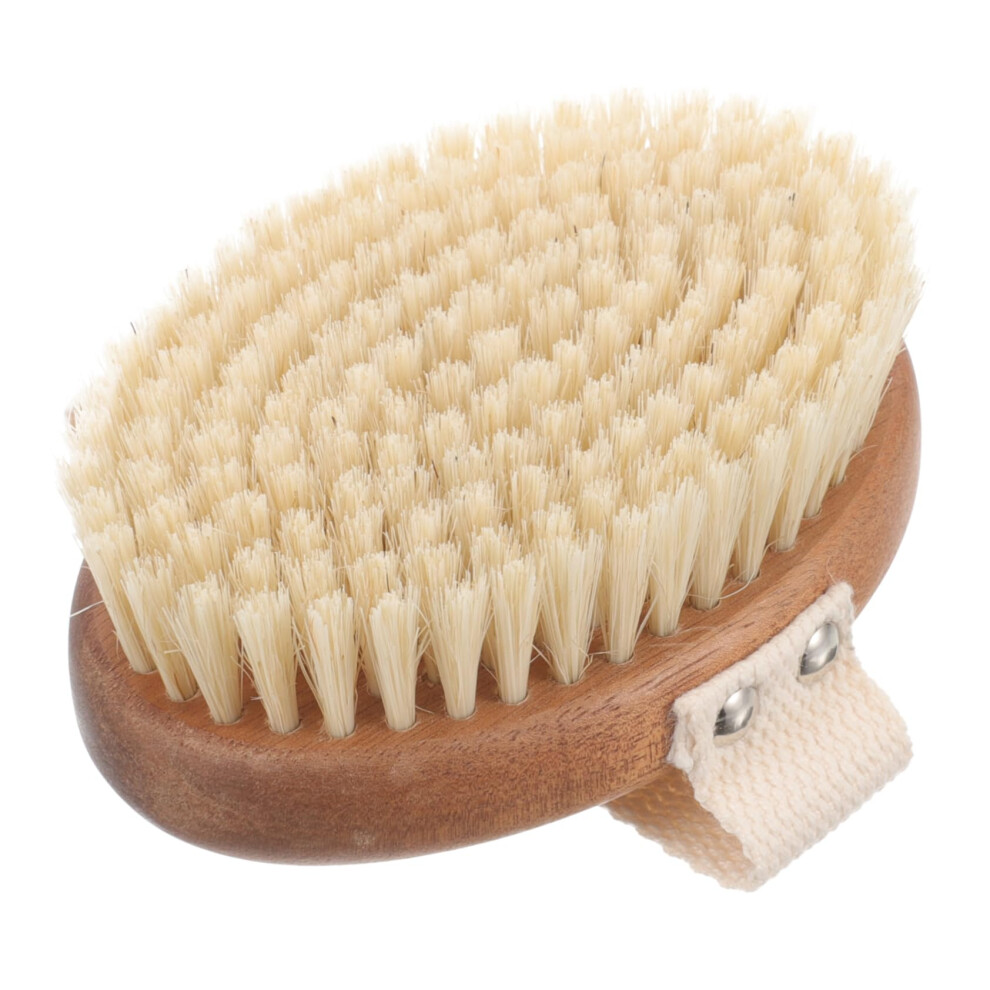 Bath Brush with Natural Wooden Bristles for Deep Cleansing and Gentle Exfoliation in Shower or Dry Use