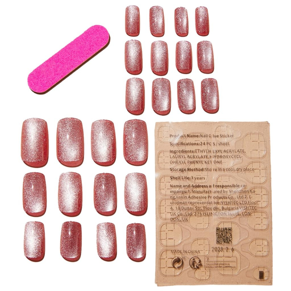 24pcs Press On Nails Set for Women, Reusable False Nails with Adhesive, SalonQuality Finish