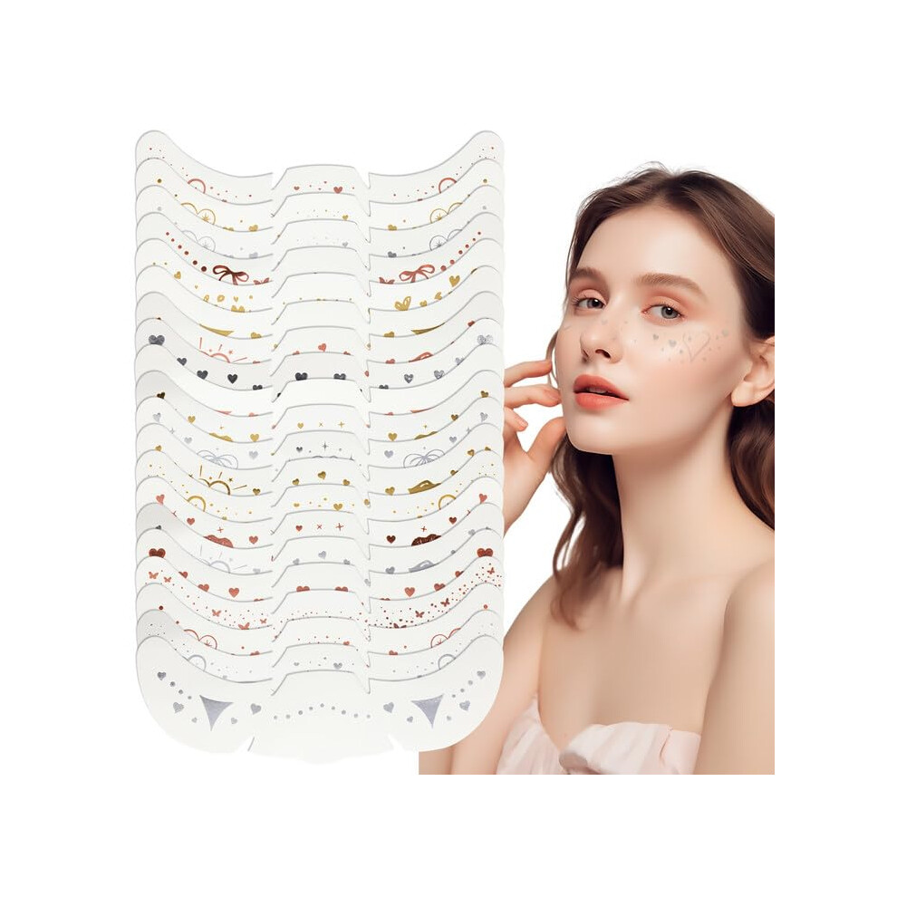 Gold and Silver Face Glitter Freckles Stickers Waterproof Longlasting Skinfriendly 20pcs