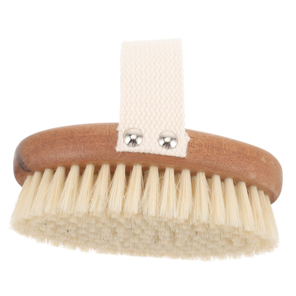 Body Scrub Brush for Shower and Dry Brushing with Soft Bristles and Ergonomic Wooden Handle