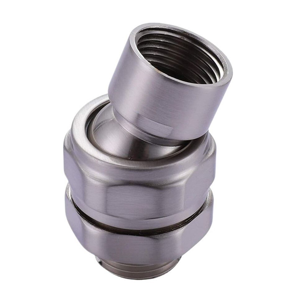 360 Shower Head Swivel Ball Adapter With Universal Connector For Fixed And Handheld Rain Showers, Nickel Brushed 9365369327498
