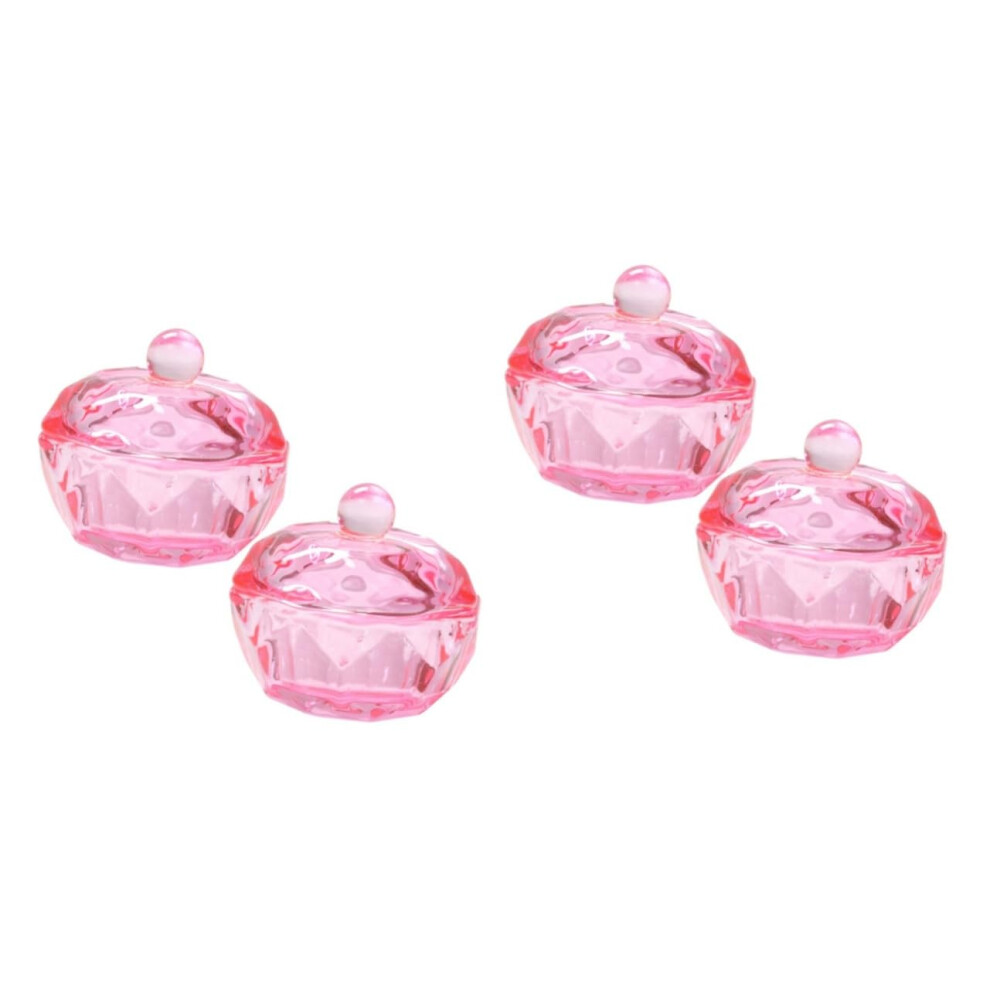 4pcs Glass Acrylic Nail Dappen Dish with Lid for Acrylic Powder and Monomer, Salon and Home Use