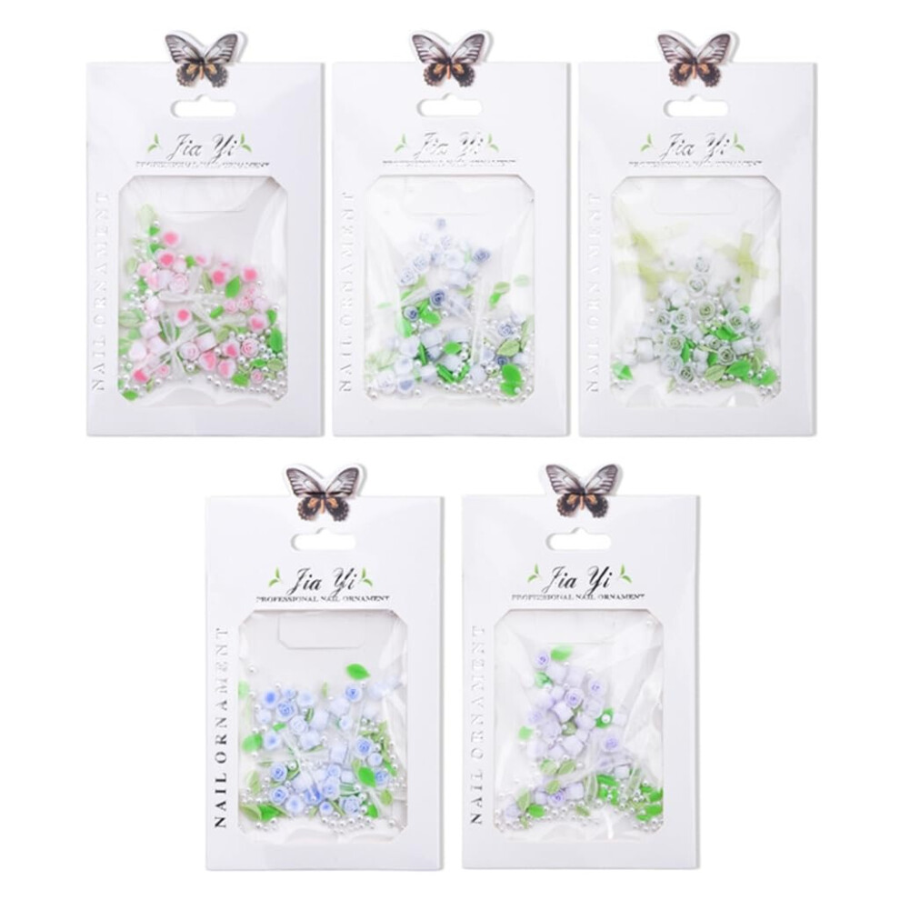 3D Flower Nail Charms with Rhinestones Acrylic Resin Floral Decorations for DIY Manicure