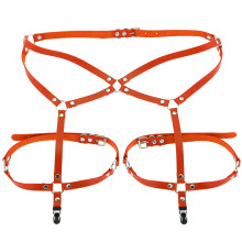 Hochwertige Materialien für modisches Leder-Bein-Oberschenkel-Harness, vielseitiger Leder-Punk-Gürtel mit verstellbarem elastischem 2-reihigem
