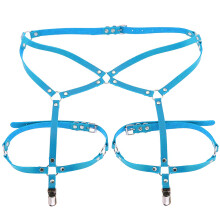 Hochwertige Materialien für modisches Leder-Bein-Oberschenkel-Harness, vielseitiger Leder-Punk-Gürtel mit verstellbarem elastischem 2-reihigem