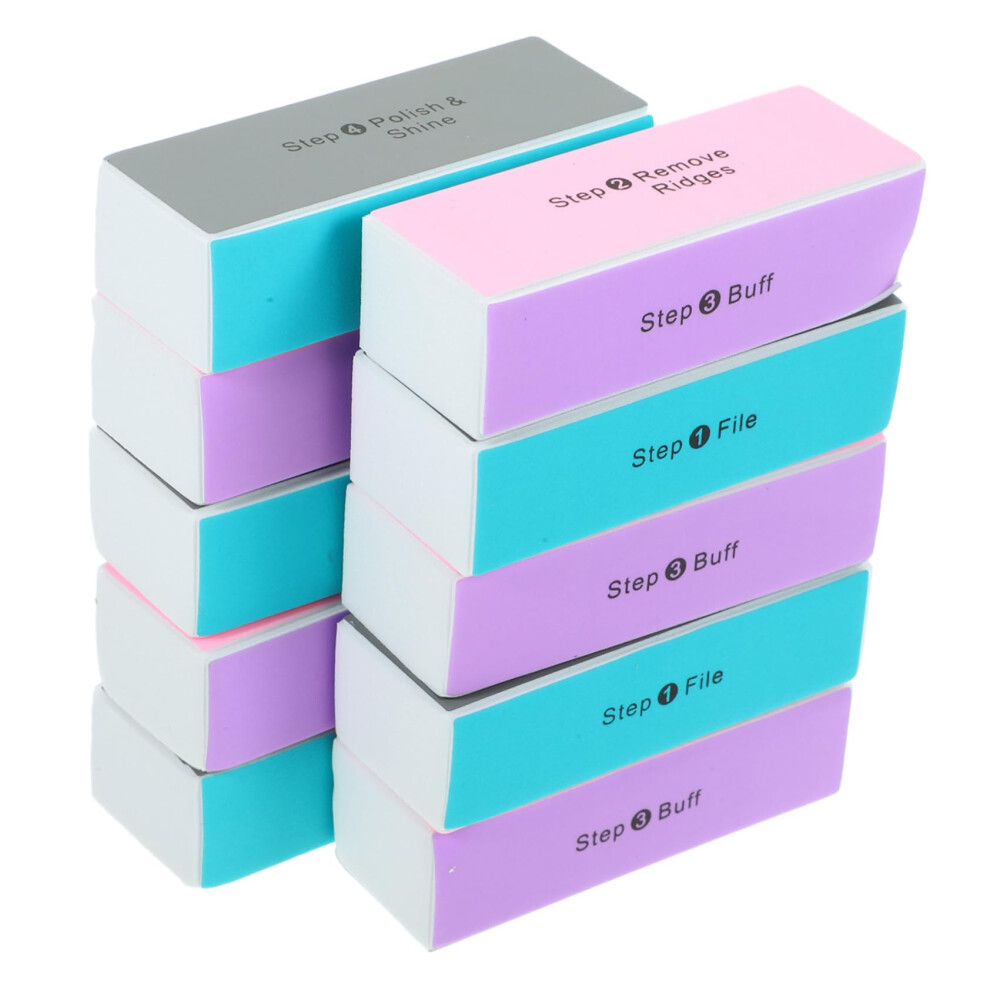 10pcs Nail Buffer Block Set with MultiGrit 4Sided Polishing Sponge for Manicure