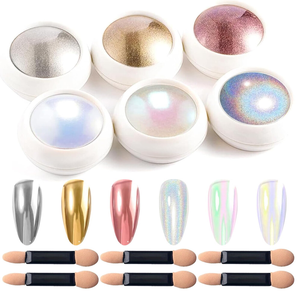 Chrome Nail Powder Set Gold Silver Red Pearl Mirror Effect Metallic Pigment for Gel Nail Art