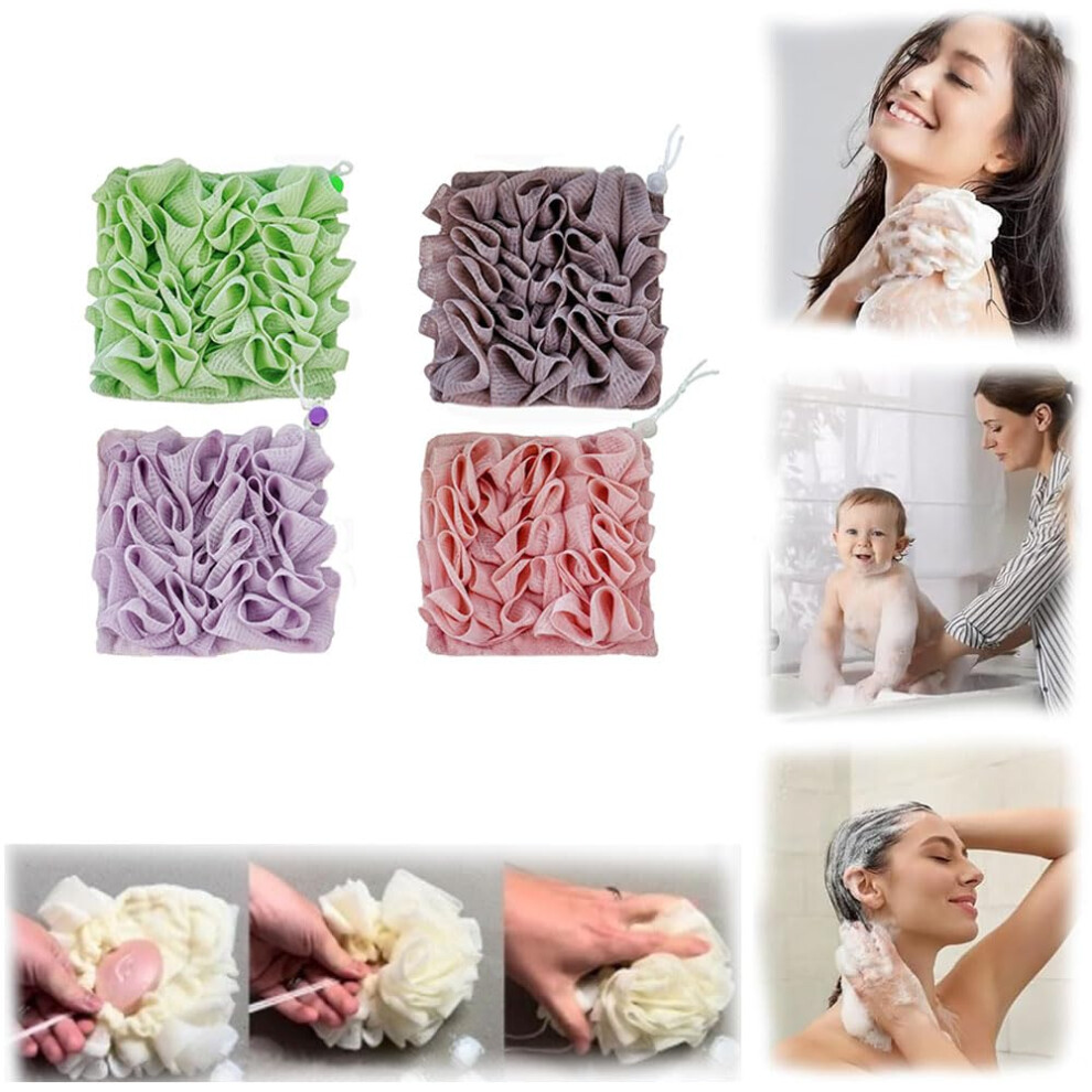 2in1 Bath Loofah and Washcloth, Soft Shower Sponge for Gentle Exfoliation and Sensitive Skin