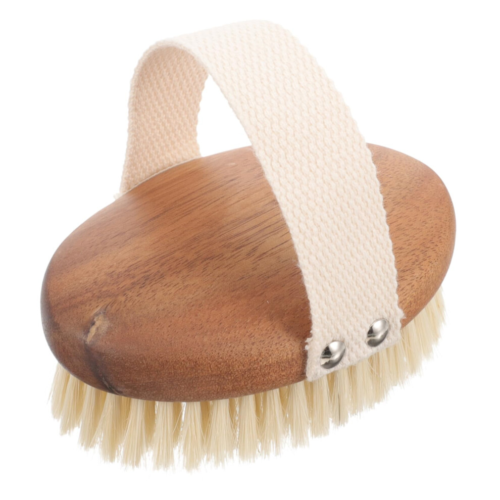 Wooden Handle Body Scrubber Oval Soft Bristle Bath Brush for Gentle Skin Exfoliation