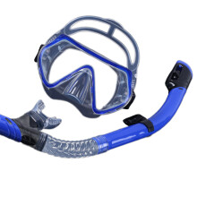 Scubas Diving Snorkels Face Mask Antifog Goggles Glasses-Blue
