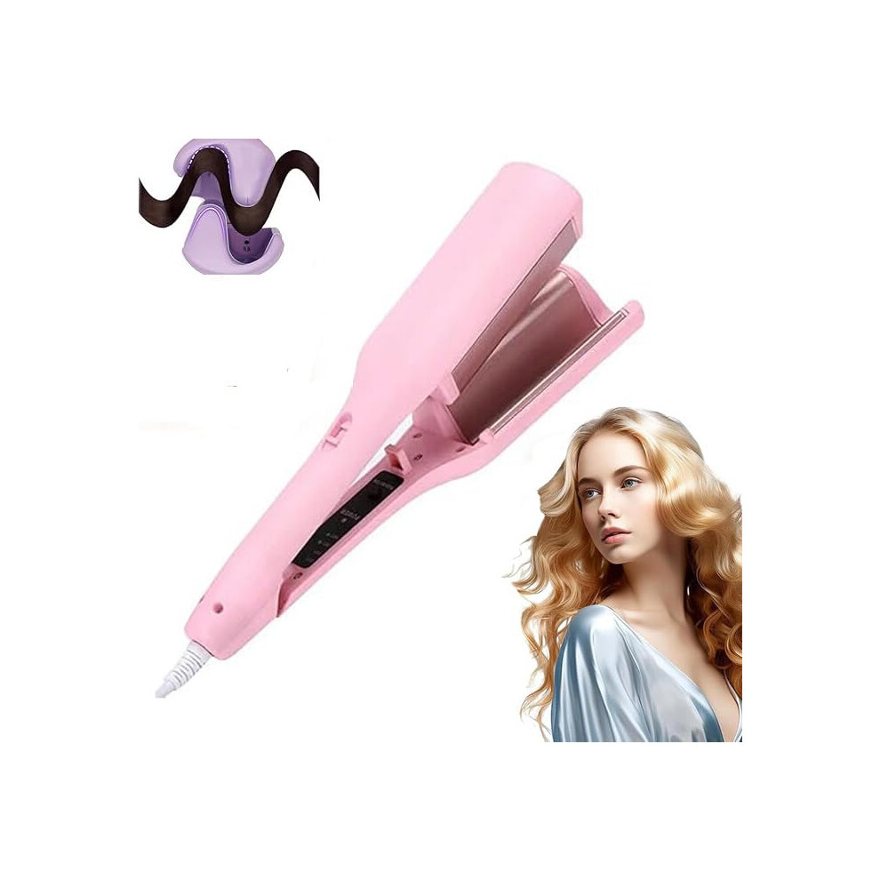 Purple 32mm Hair Crimper Curling Iron with Tourmaline Ceramic Plates and Adjustable Temperature