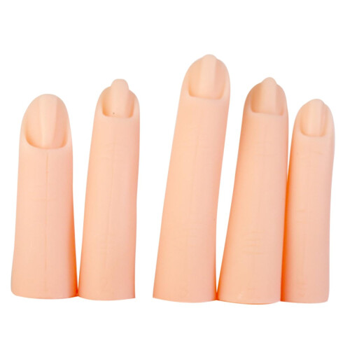 5pcs Silicone Nail Practice Fingers Realistic Reusable Manicure Training Models for Beginners