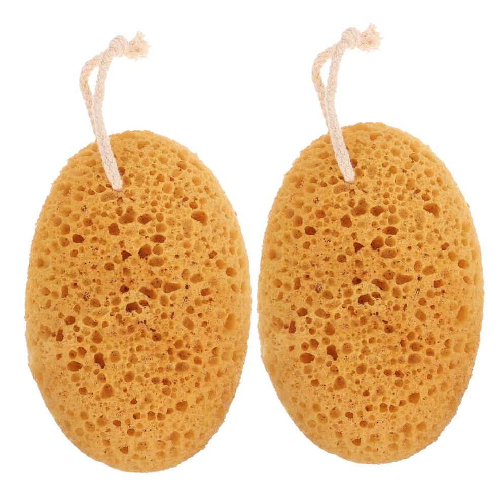 2pcs Bath Sponge Set for Shower, Exfoliating Body Scrubber with Rich Foam and Ergonomic Grip