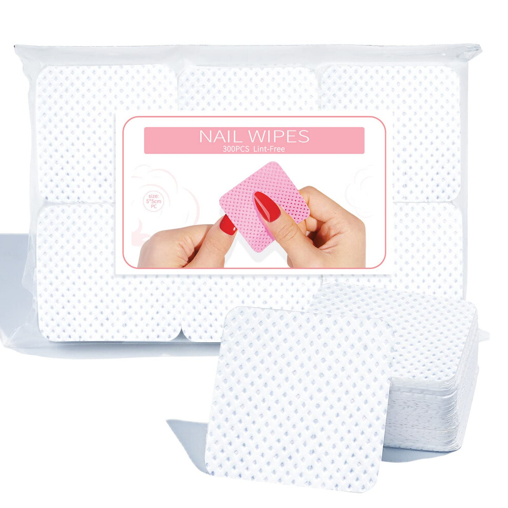 300pcs Lint  Nail Wipes for Gel Polish Removal, Soft Cotton Pads with Fast Liquid Absorption