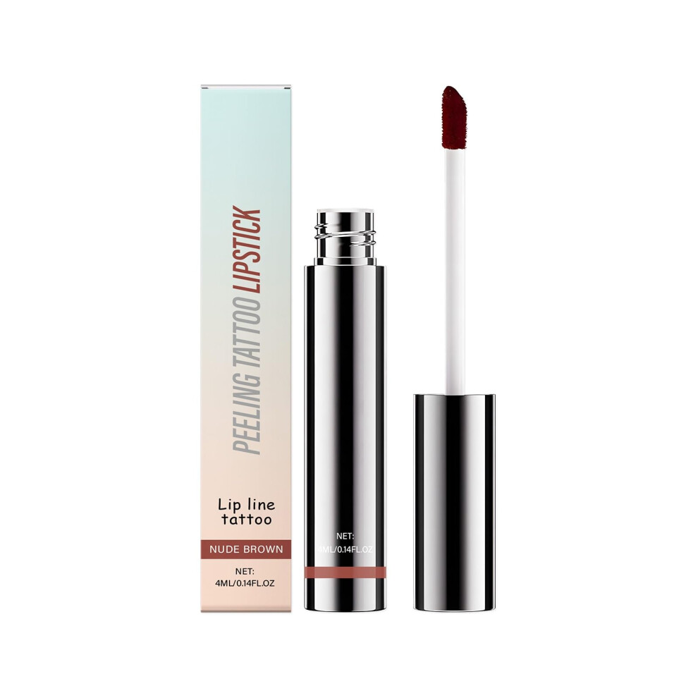 Cream,Brown Waterproof Peel Off Lip Tint Nude Brown Â Long Lasting Antismudge Lip Gloss 4Ml