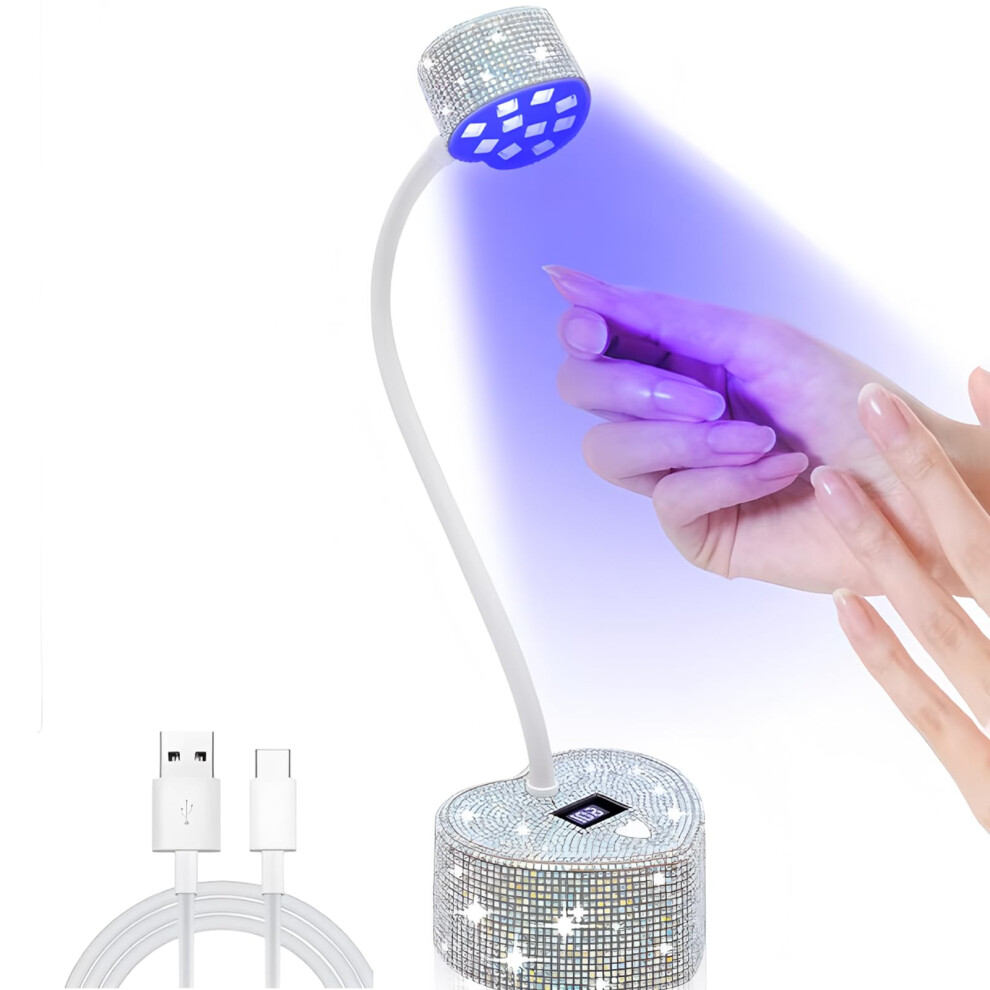UV Nail Lamp 30W Rechargeable LED Nail Light with Gooseneck, Dual Timers and Auto Sensor for Salon and Home