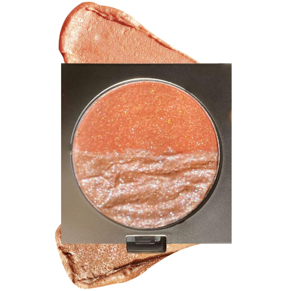 Highlighter Palette Duo with Shimmer Brown and Glitter Light Brown, Long Lasting Face and Body Glow