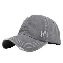 Girl's Pink Hat 6 Years Old Mexican Baseball Cap Solid Colour Denim Vintage Washed Destroyed Grey One Size