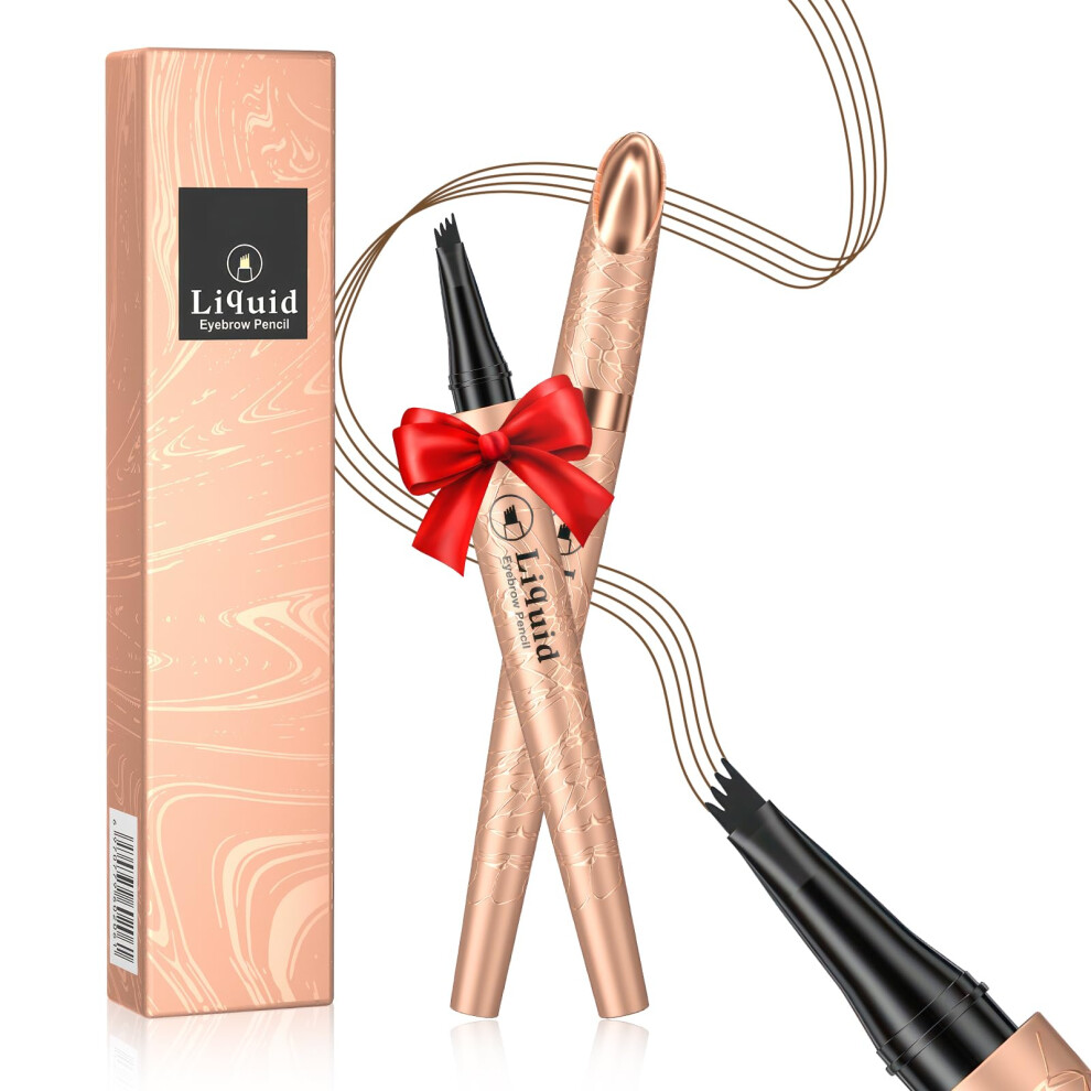 Brown Light Microblading Eyebrow Pen With Precision 4Point Tip, Waterproof Smudgeproof Brow Pencil