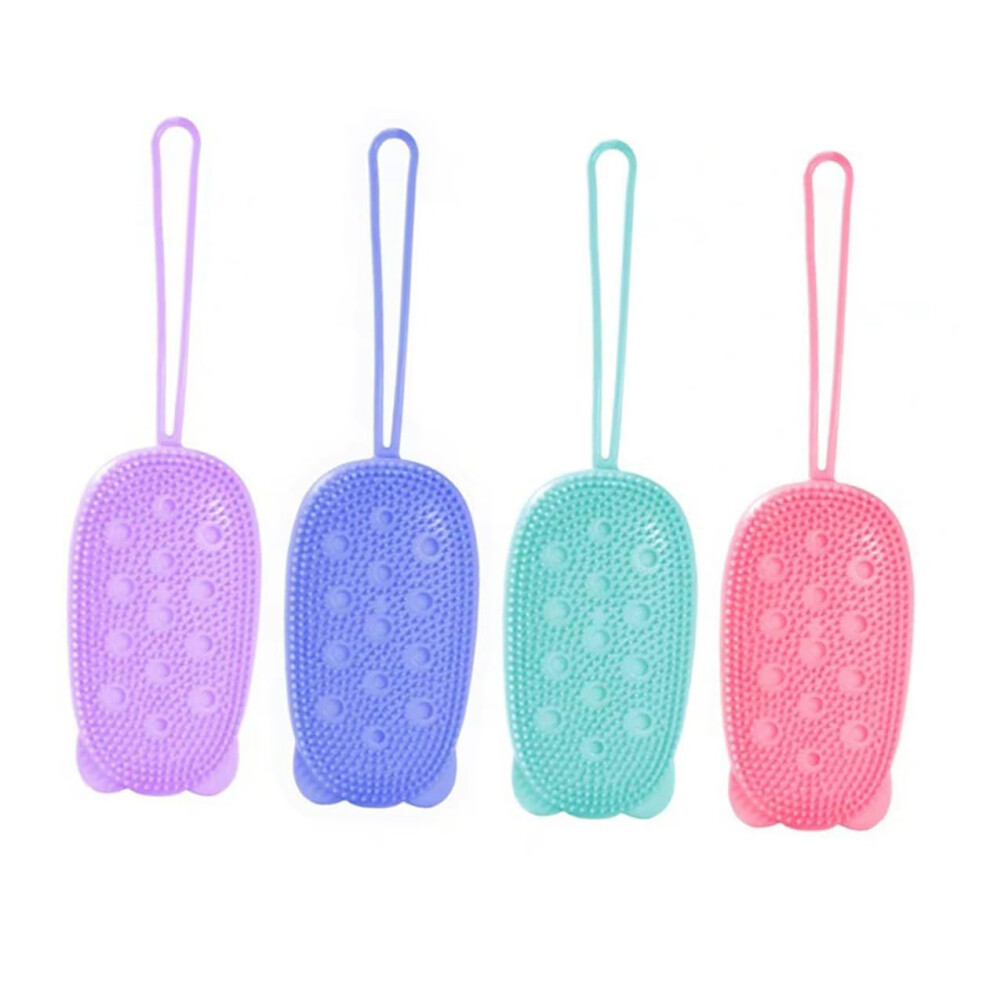 4pcs DoubleSided Silicone Bath Brush with Soft Bristles for Gentle Skin Exfoliation and Deep Cleaning
